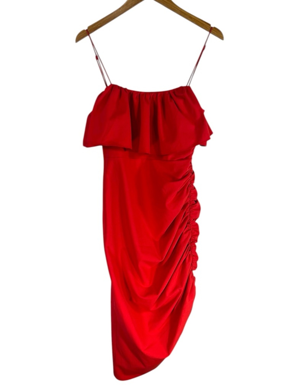 NWT Cinq A Sept Crista Dress in Maraschino Cherry Red Size 4 Ruffle Details - Picture 3 of 7